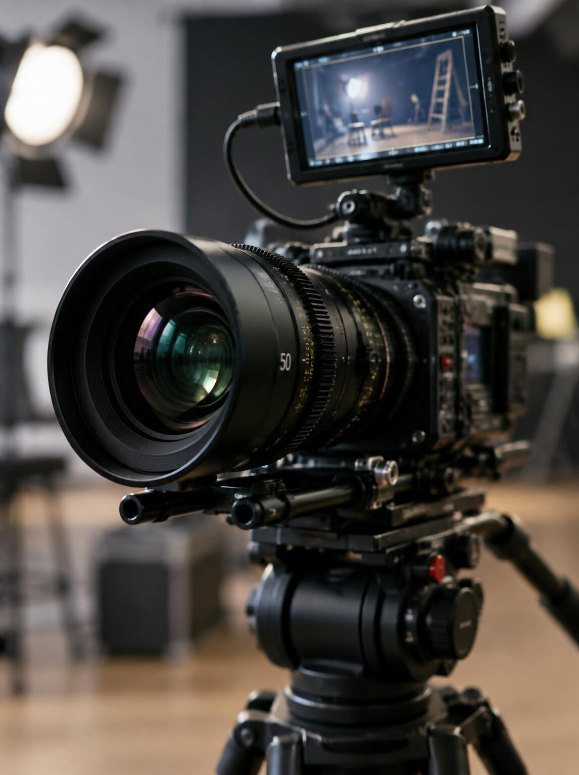 Professional cinema camera on a tripod