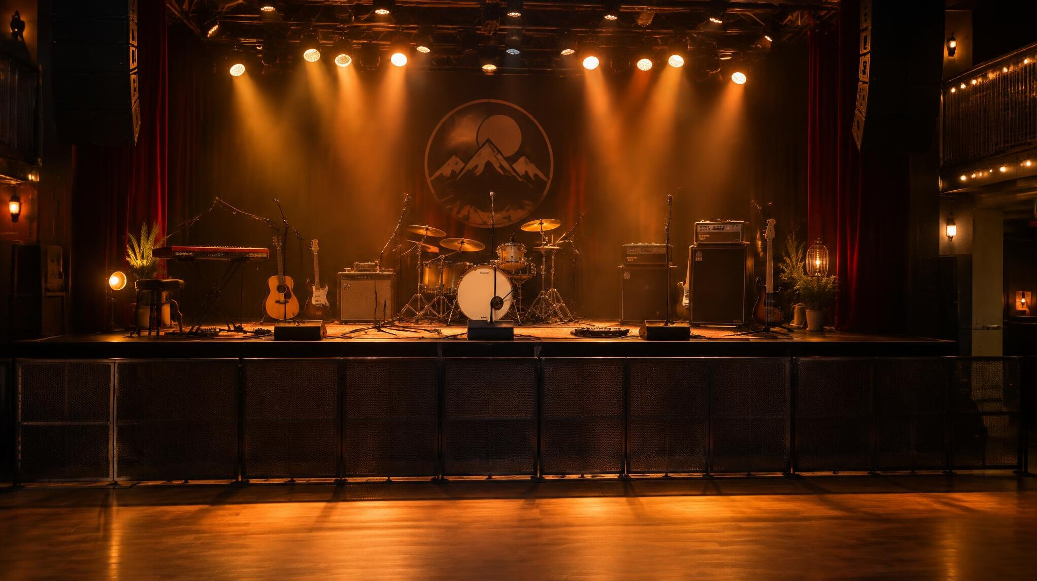 Stage with lights in a concert venue